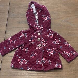 Carter's Maroon Floral Quilted Puffer Coat
